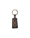 Ferragamo Gancini Keychain In Hammered Leather In Black