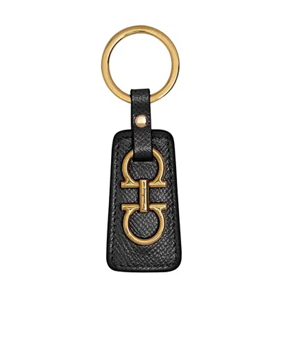 FERRAGAMO DEBOSSED-LOGO GANCINI-PLAQUE KEYRING