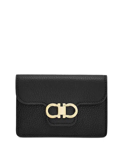 Ferragamo Gancini Leather Key Holder In Black