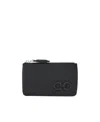 Ferragamo Gancini Leather Keyring In Black
