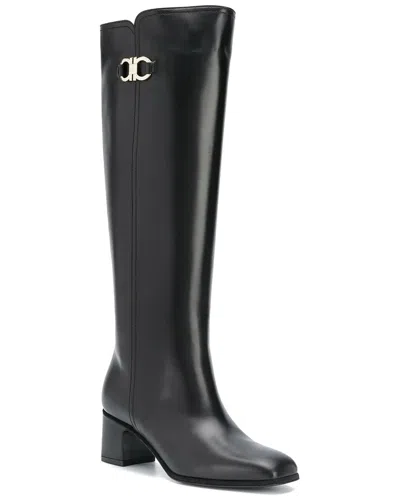Ferragamo Gancini Leather Knee-high Boot In Black