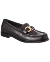 Ferragamo Leather Loafer With Iconic Gancini Detail In Black