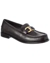 Ferragamo Leather Loafer With Iconic Gancini Detail In Black