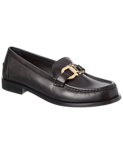 Ferragamo Gancini Leather Loafer In Black