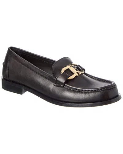 Ferragamo Gancini Leather Loafer In Black