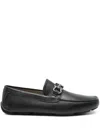 Ferragamo Gancini Leather Loafers In Black