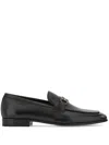 Ferragamo Finley Gancini Leather Loafers In Black
