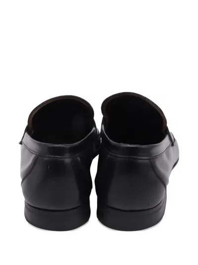Pre-owned Ferragamo Gancini Leather Loafers In Black