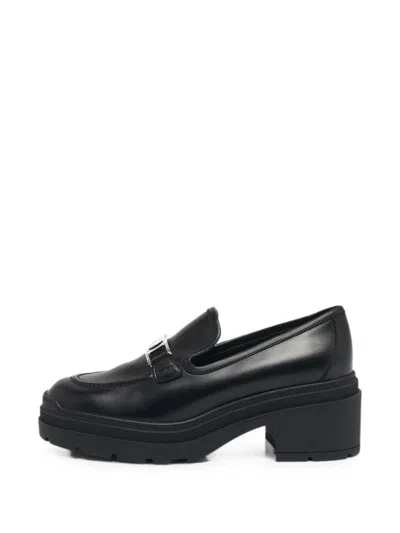 Pre-owned Ferragamo Gancini Leather Loafers In Black