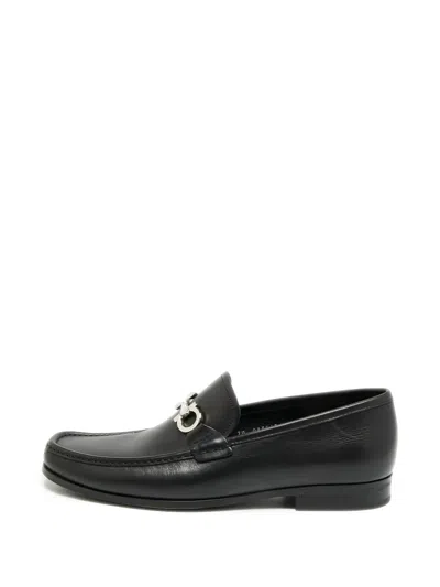 Pre-owned Ferragamo Gancini Leather Loafers In Black