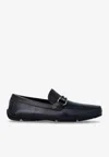 Ferragamo Gancini Leather Loafers In Blue