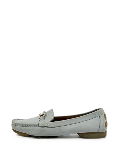 Pre-owned Ferragamo Gancini Leather Loafers In Blue