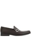 Ferragamo Gancini Leather Loafers In Brown