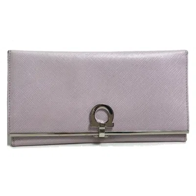 Pre-owned Ferragamo Gancini Leather Long Wallet (bi-fold) () In Purple