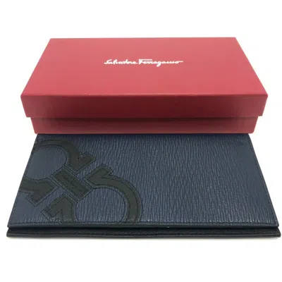 Pre-owned Ferragamo Gancini Leather Long Wallet (bi-fold) () In Blue