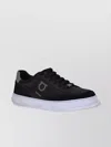 Ferragamo Gancini Leather Low-top Sneakers In Black