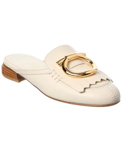 Ferragamo Gancini Leather Mule In White