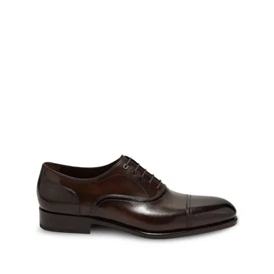 Ferragamo Gancini Leather Oxford Shoes In Brown