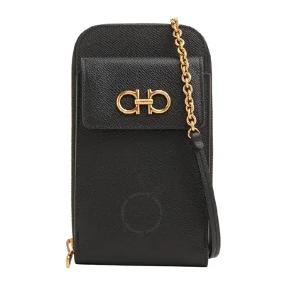 Ferragamo Gancini Leather Phone Case In Black