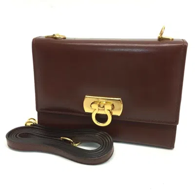 Pre-owned Ferragamo Gancini Leather Pochette Shoulder Bag () In Brown