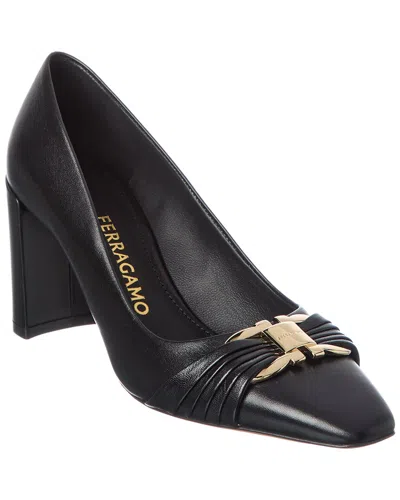 Ferragamo Gancini Leather Pump In Black