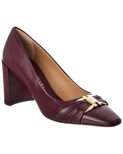 Ferragamo Gancini Leather Pump In Burgundy