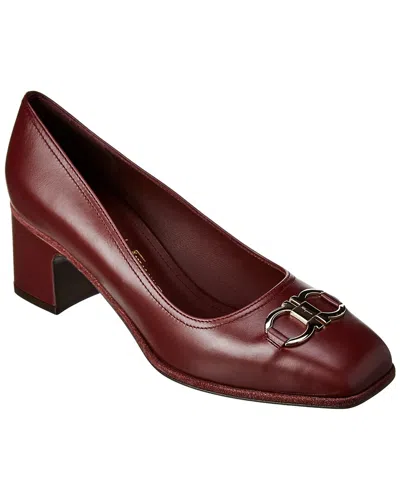 Ferragamo Gancini Leather Pump In Red