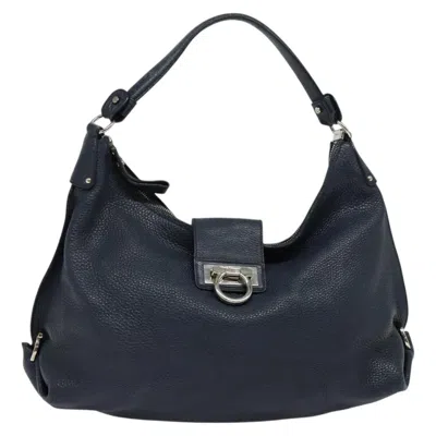 Pre-owned Ferragamo Gancini Leather Shoulder Bag () In Blue