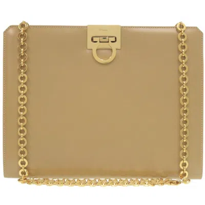 Pre-owned Ferragamo Gancini Leather Shoulder Bag () In Sand