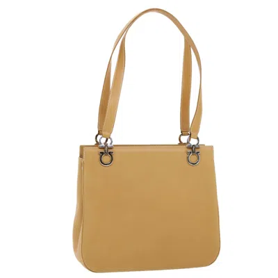 Pre-owned Ferragamo Gancini Leather Shoulder Bag () In Beige