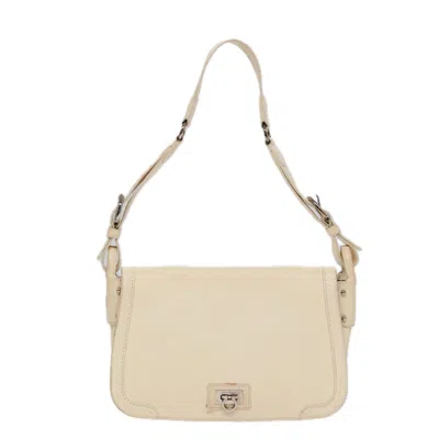 Pre-owned Ferragamo Gancini Leather Shoulder Bag () In Beige