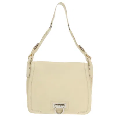 Pre-owned Ferragamo Gancini Leather Shoulder Bag () In Beige