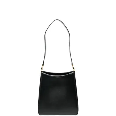 Pre-owned Ferragamo Gancini Leather Shoulder Bag () In Black