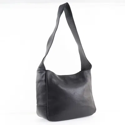 Pre-owned Ferragamo Gancini Leather Shoulder Bag () In Black