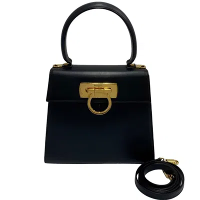 Pre-owned Ferragamo Gancini Leather Shoulder Bag () In Blue