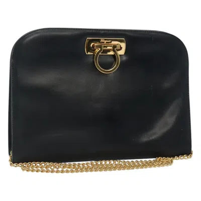 Pre-owned Ferragamo Gancini Leather Shoulder Bag () In Blue