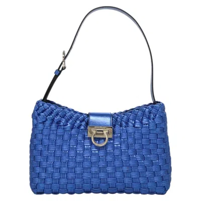Pre-owned Ferragamo Gancini Leather Shoulder Bag () In Blue