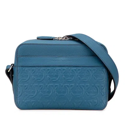 Pre-owned Ferragamo Gancini Leather Shoulder Bag () In Blue