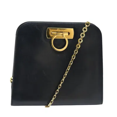 Pre-owned Ferragamo Gancini Leather Shoulder Bag () In Blue