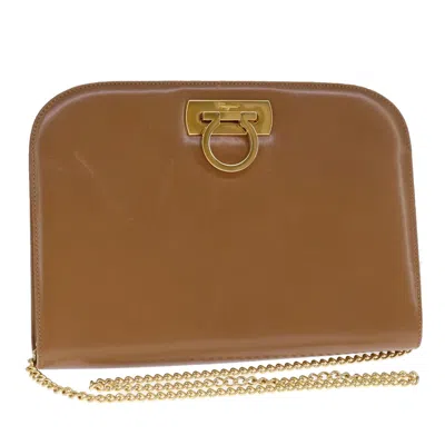 Pre-owned Ferragamo Gancini Leather Shoulder Bag () In Brown