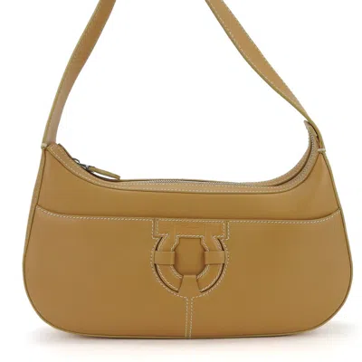 Pre-owned Ferragamo Gancini Leather Shoulder Bag () In Brown