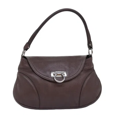 Pre-owned Ferragamo Gancini Leather Shoulder Bag () In Brown
