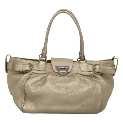 Pre-owned Ferragamo Gancini Leather Shoulder Bag () In Gold