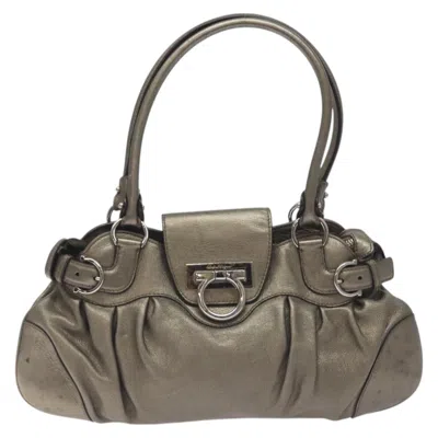 Pre-owned Ferragamo Gancini Leather Shoulder Bag () In Gold