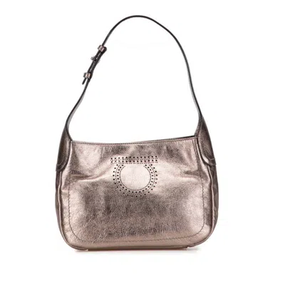 Pre-owned Ferragamo Gancini Leather Shoulder Bag () In Gold