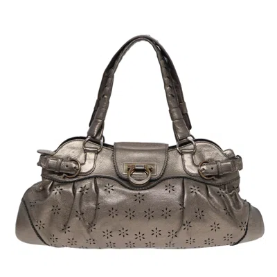 Pre-owned Ferragamo Gancini Leather Shoulder Bag () In Gold