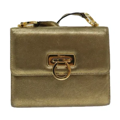 Pre-owned Ferragamo Gancini Leather Shoulder Bag () In Gold