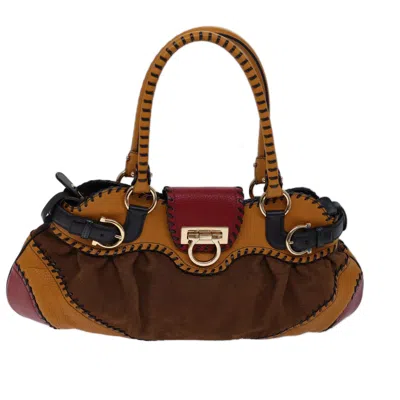 Pre-owned Ferragamo Gancini Leather Shoulder Bag () In Orange