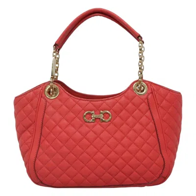 Pre-owned Ferragamo Gancini Leather Shoulder Bag () In Pink