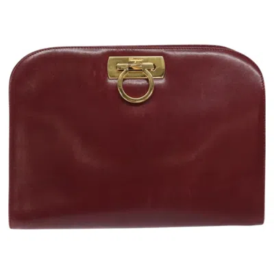 Pre-owned Ferragamo Gancini Leather Shoulder Bag () In Red